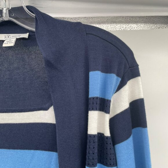 The TOG Shop Womens Striped Cardigan Set Lightweight Navy/Multi Size Large - Picture 4 of 8